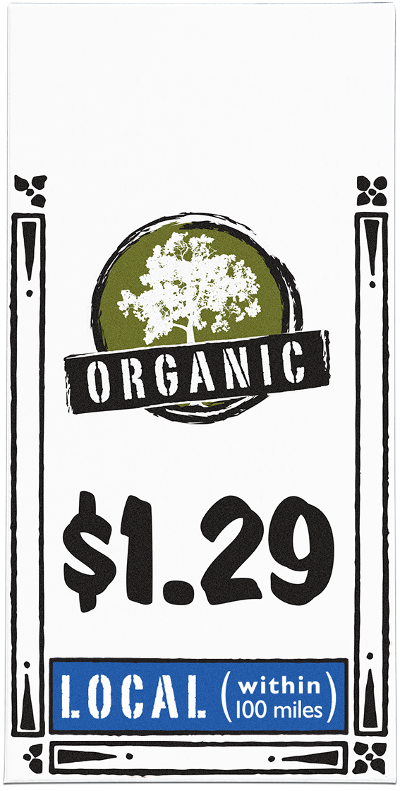 Nugget Markets price tag with organic lifestyle icon