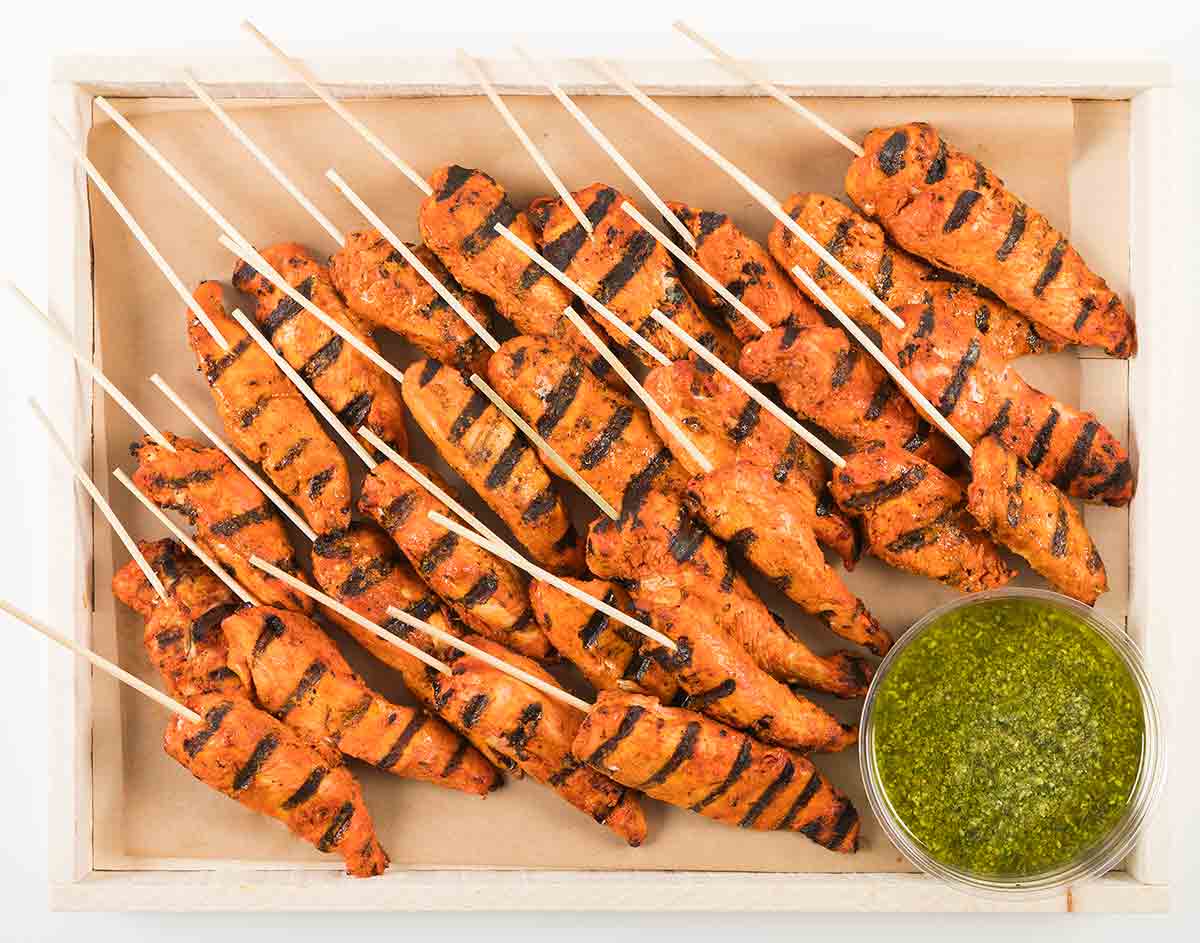 Achiote Chicken Skewer Platter