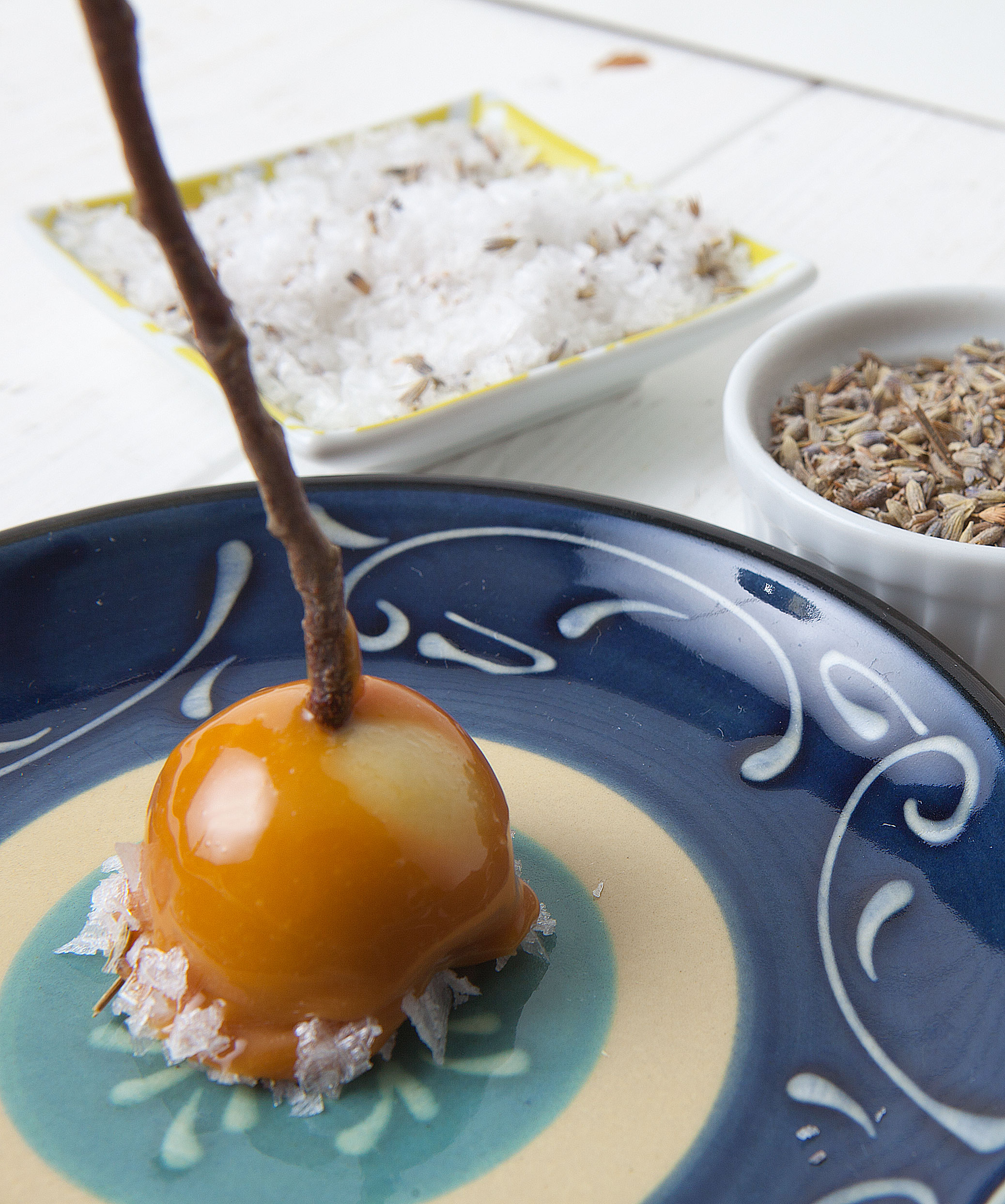 The Veruca Apple dipped in caramel and sprinkled with sea salt flakes and a dust of lavendar. - Margot